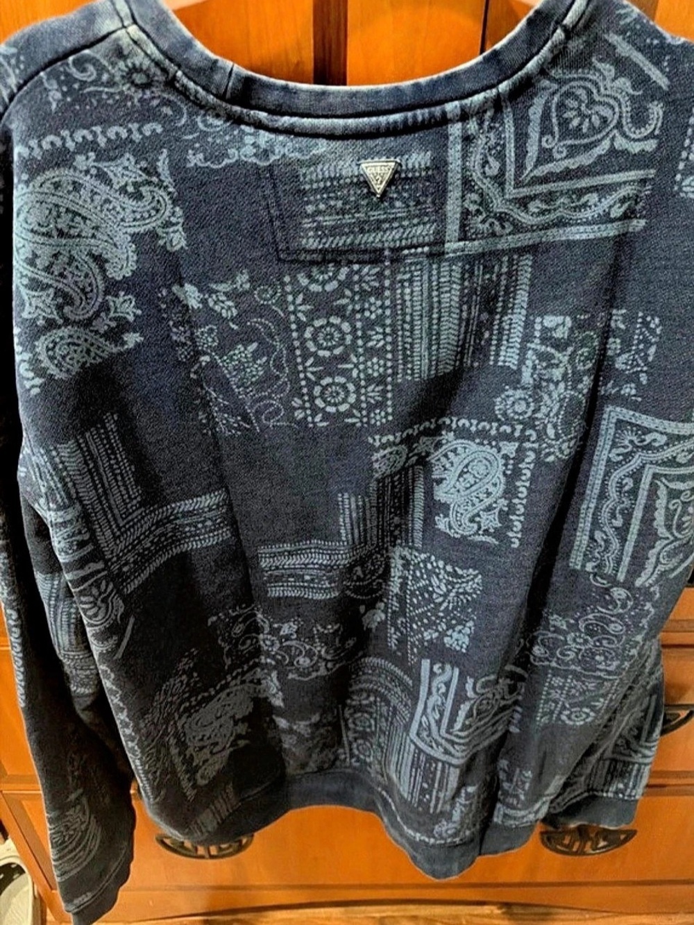 GUESS Indigo Paisley Print Sweatshirt Blue & Black XXL